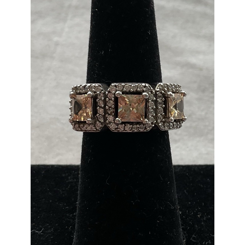 vintage Joseph Esposito 925 Sterling Silver Three Stone Ring Size 6 Estate Jewel